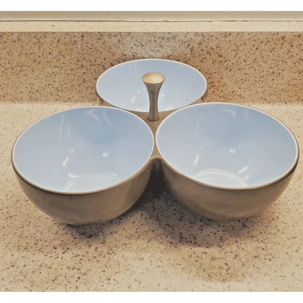New Place Melamine Condiment 3 Section Compartment Dips Appetizers Serving Dish